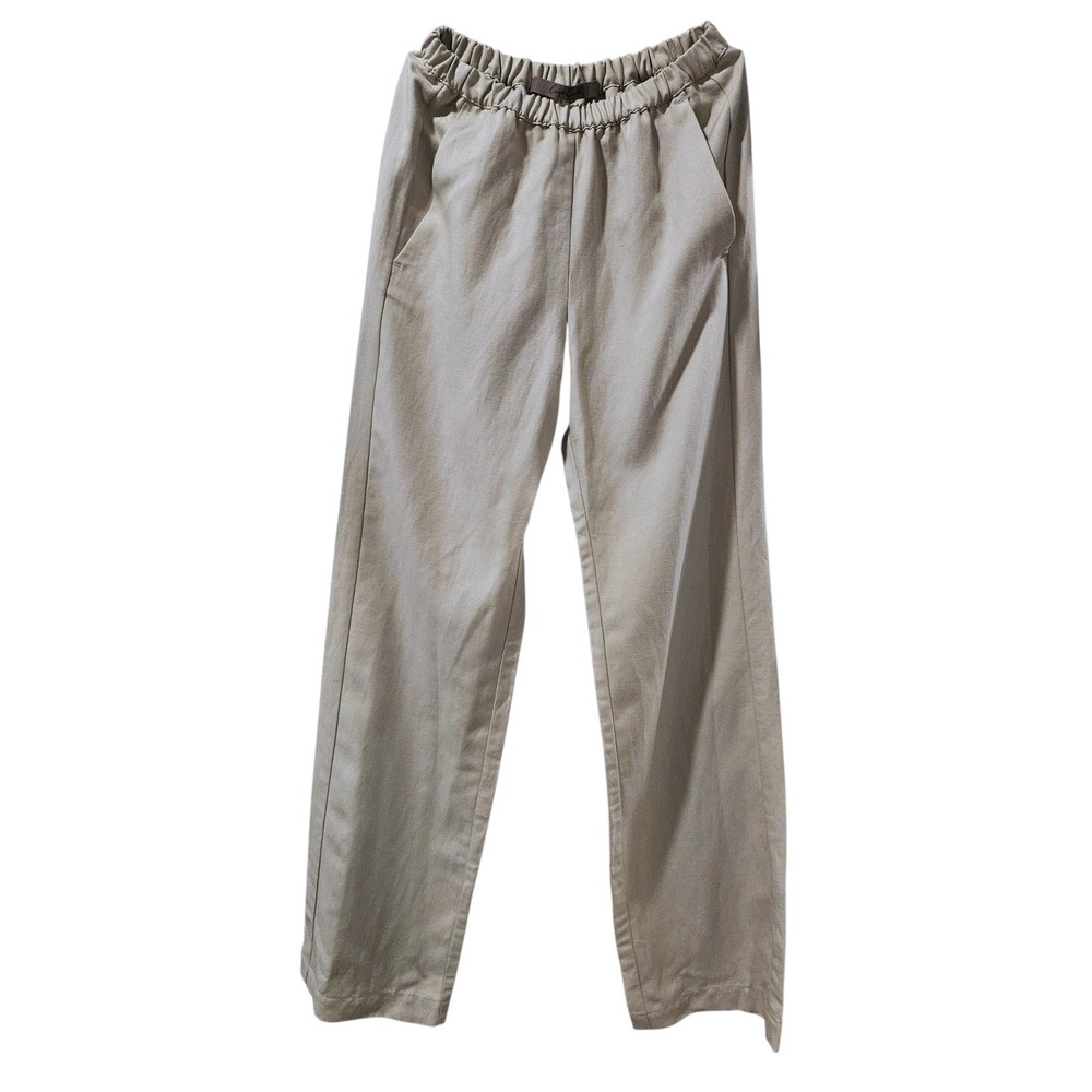 Enza Costa Khaki Tencel Linen Cotton Elastic Waist Pants TLT4209 Size 0
